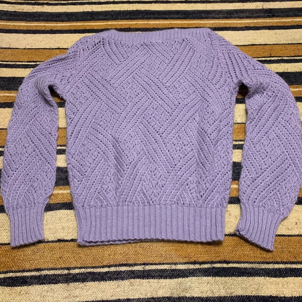 Vintage Knit Sweaters Pink Lavender White Ruffle Granny Cottage Coquette Femme - Picture 9 of 9